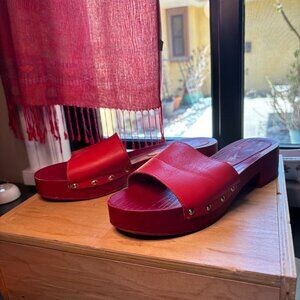 VINTAGE Seychelles Italian Platform Wooden Sandal Size 10